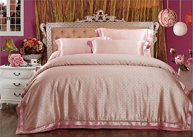 সমসাময়িক Tencel বেডিং লাক্সারি বিছানা পট্টবস্ত্র সিল্ক লেপের পিঙ্ক বালিশের
