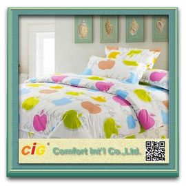 মুদ্রিত পীচ স্কিন Bedsheet তারেক Peached বেডিং পত্রক পলিয়েস্টার ফ্যাব্রিক লাল / নীল / পিঙ্ক