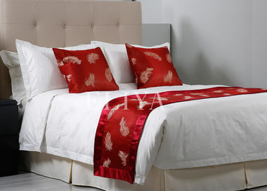 লাক্সারি 100% 5 তারকা হোটেল বেডিং সেট জন্য কটন Jacquard হোয়াইট হোটেলের বিছানা পট্টবস্ত্র
