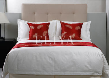 লাক্সারি 100% 5 তারকা হোটেল বেডিং সেট জন্য কটন Jacquard হোয়াইট হোটেলের বিছানা পট্টবস্ত্র
